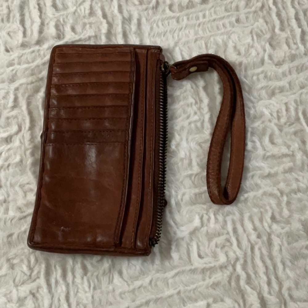 Genuine, leather wristlet wallet
